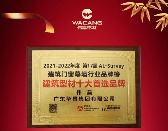 華昌集團連續15年入選“建筑型材十大首選品牌”